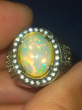 Batu Kalimaya Opal Ethiopia 2.17 crat ring perak memo skylab