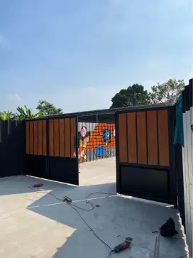 Pagar Besi minimalis Grc motif kayu