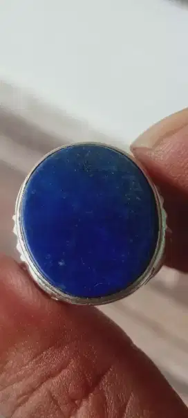 Batu lapis lazuli biru Benhur ring perak