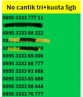 Tri cantik/nomor cantik/perdana tri