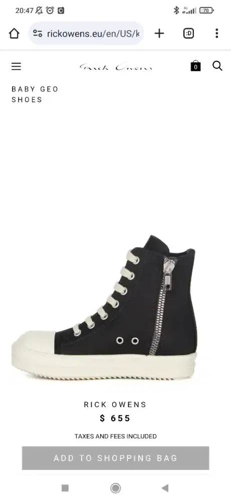 Rick Owens Baby Geo Black Canvas Mulus Like New Original
