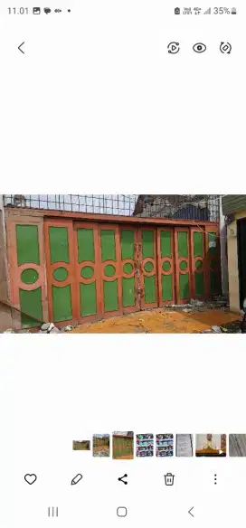 Pintu ruko,ada 10 lembar,tinggi 240,lebar perpintu 5,9