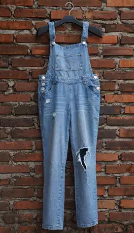 Ready Overall Riped Denim medium Blue Wanita | Jumpsuit Wanita | Baju