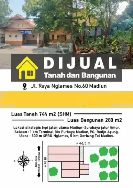 [NEGO] Dijual rumah dan tanah luas siap huni, lokasi Bypass Madiun