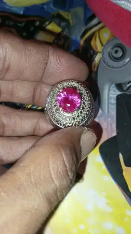 Cincin batu permata pink rose Siam Bangkok