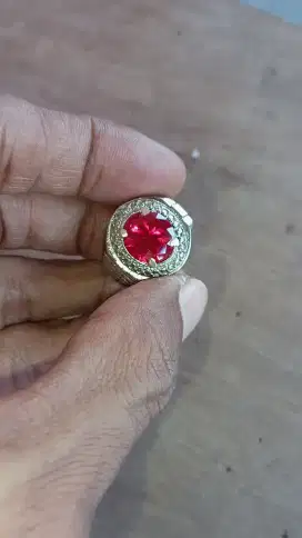 Cincin batu permata merah Siam Bangkok