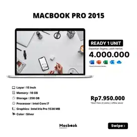 MacBook Pro 2015 Memory 16/Storage 256 GB, PROMO CASHBACK!!