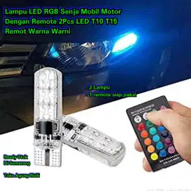 Lampu LED RGB Senja Dengan Remote 2Pcs LED T10 T15 Remot Warna Warni