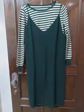 SOLE MIO dress 2 piece warna hijau size L