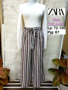 ZARA TRAFALUC Stripes Culottes Trousers Pants Celana Kulot Wanita