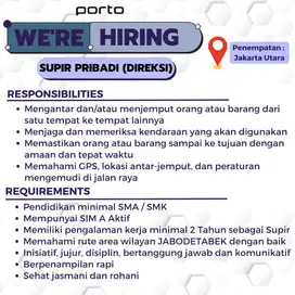 Dibutuhkan Secepatnya Driver untuk Supir Pribadi Direksi