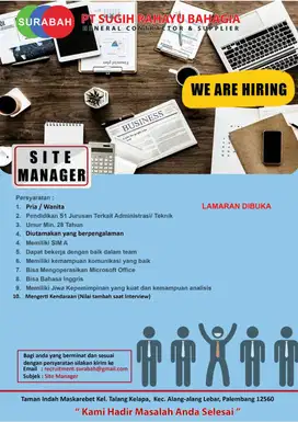 LOKER SITE MANAGER PT SRB