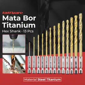 Mata Bor Steel Titanium 13pcs (Size : 1.5mm-6.5mm) - Taffware