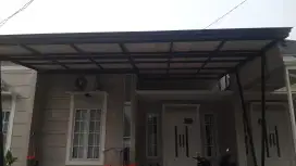 Kanopi rangka besi holo galfanis anti karat atap upvc dobel layar