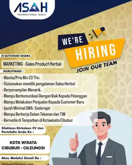 Loker Marketing Sales Importir Produk Herbal