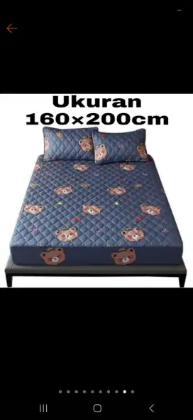 SPREI WATERPROOF WARNA ABU ABU UK 160X200 MSH BARU