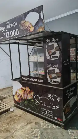 DIJUAL BOOTH CONTAINER FOOD GEROBAK BESI RODA 
HARGA 2,5 JT