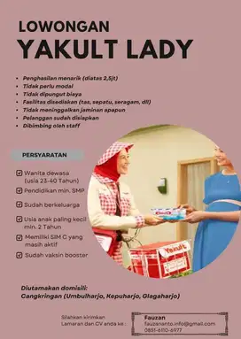 Lowongan Pekerjaan Yakult Lady