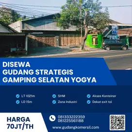 Disewakan Gudang Zona Industri 1021m2  Sleman,Yogyakarta