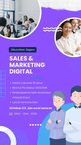 Dibutuhkan segera sales & marketing digital