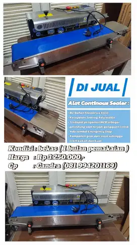 Mesin Continous Sealer, second pemakaian 1 bulan