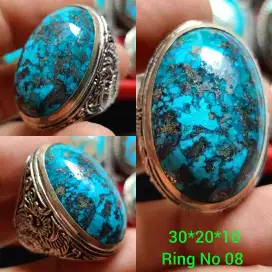 Cincin Batu Pirus Persi Urat Logam Top Ajib