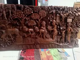 Ukiran 3D kayu Jati Hiasan Pajangan UK 80X40