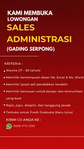 LOWONGAN ADMIN & KURIR / STAFF GUDANG