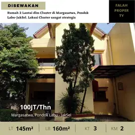 Rumah 2 Lantai dlm Cluster disewakan di Margasatwa, Pondok Labu,JakSel