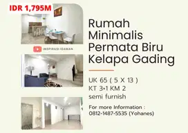 Jual Cepat Rumah Minimalis Permata Biru Kelapa Gading