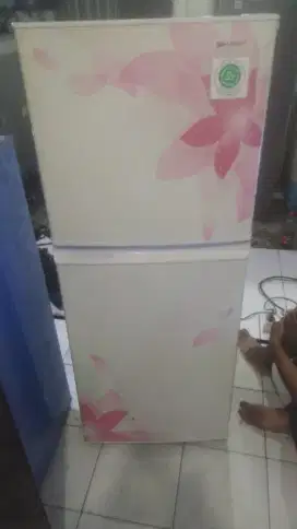 Kulkas Sharp bunga dua pintu