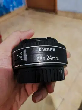 Lensa EF S 24mm STM Fullset, mulus, tajam fungsi normal