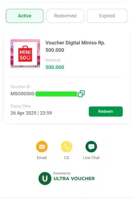 Voucher digital miniso ,timezone ,kopi kenangan