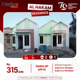 Promo TANPA DP & Angsuran Murah Tengah Kota Cluster Al Hakam Rajabasa