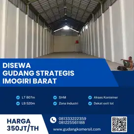 Disewakan Gudang  Industri 807m2 Lokasi Bantul,Yogyakarta