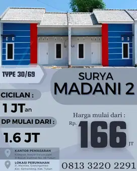 DI JUAL RUMAH SUBSIDI TENGAH KOTA SURYA MADANI 2