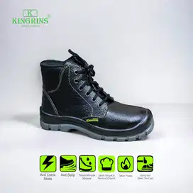 Sepatu Safety Merk KINGRINS - Type Yorin Medium tali kulit asli