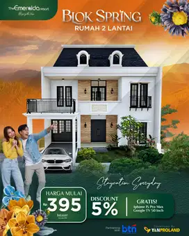 Rumah Resort 2 Lantai dekat Exit Tol Harga Mulai 396jutaan