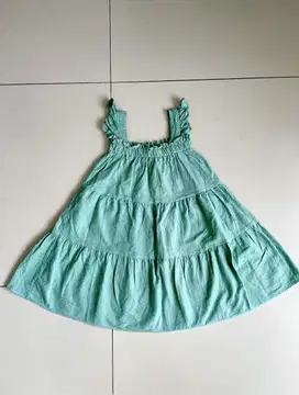 Dress anak perempuan girl mint sage green ruffle