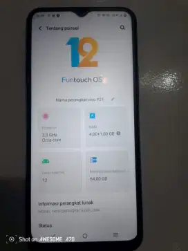 Jual HP bekas batangan vivo Y 21 Ram 4/64