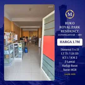 RUKO ROYAL PARK RESIDENCE GUNUNGANYAR dkt RAYA MERR WIGUNA UPN RUNGKUT