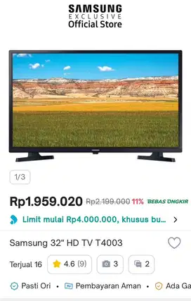 TV samsung 32 inch HD TV T4003