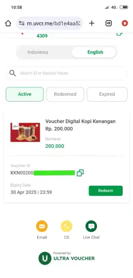 Voucher digital  kopi kenangan 200k