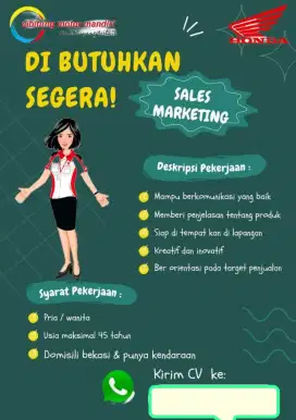 Dibutuhkan Segera Sales Marketing Motor