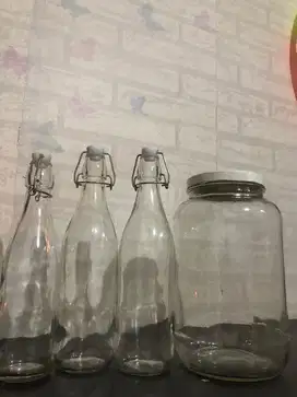 3 BOTOL KACA DAN 1 TOPLES KACA