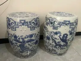 Gucci Vintage Chinoiserie porcelain drum garden stool/side table