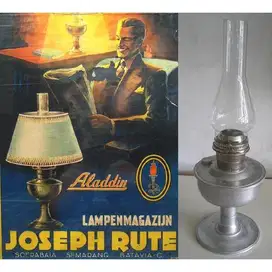 Vintage lampu minyak antik kuno Joseph Rute Aladdin buatan England