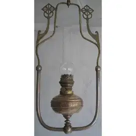 Vintage antik art deco Joseph Rute/Louvre lampu minyak gantung era Ned