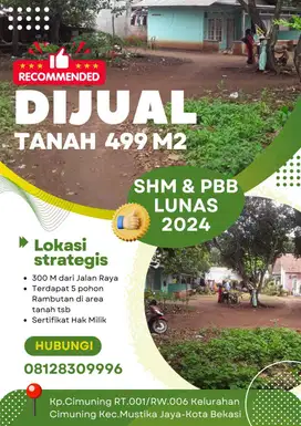 Di jual Tanah & pohon rambutan dengan luas 499 m²