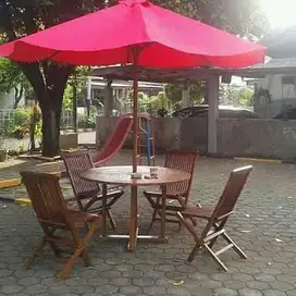 tenda waterproff,meja makan bulat,payung jati,kursi cafe